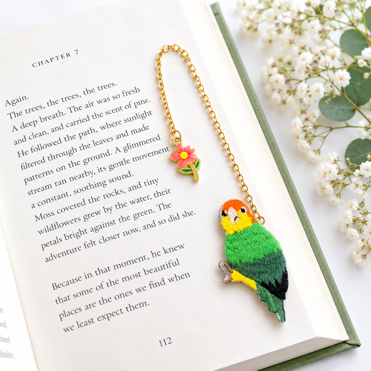 Embroidery Bookmark - Doubtful Parrot