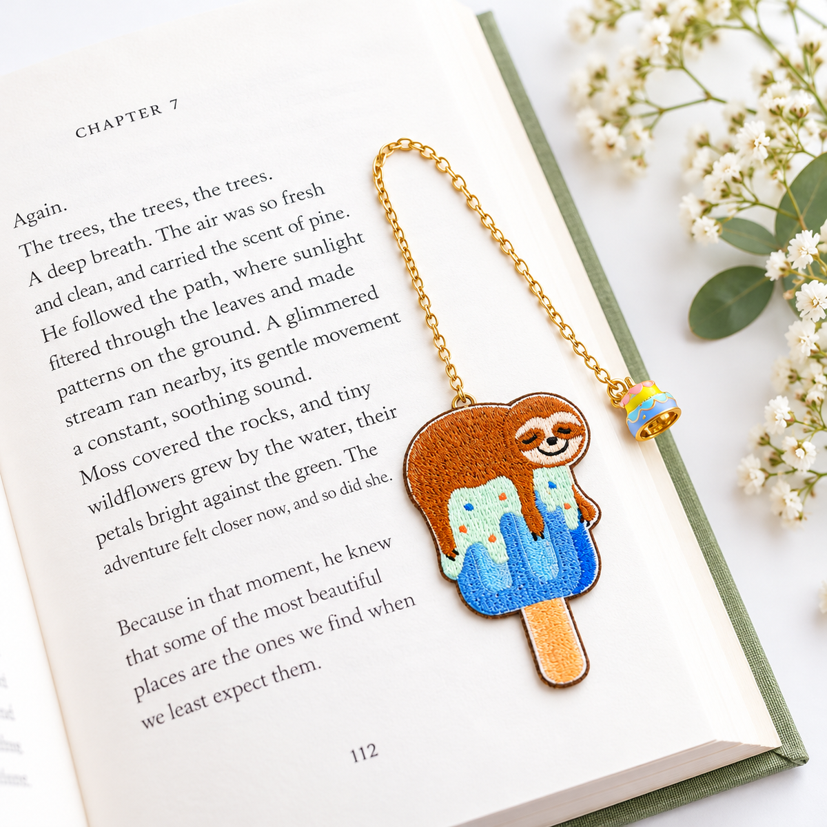 Embroidery Bookmark - Icy Sloth