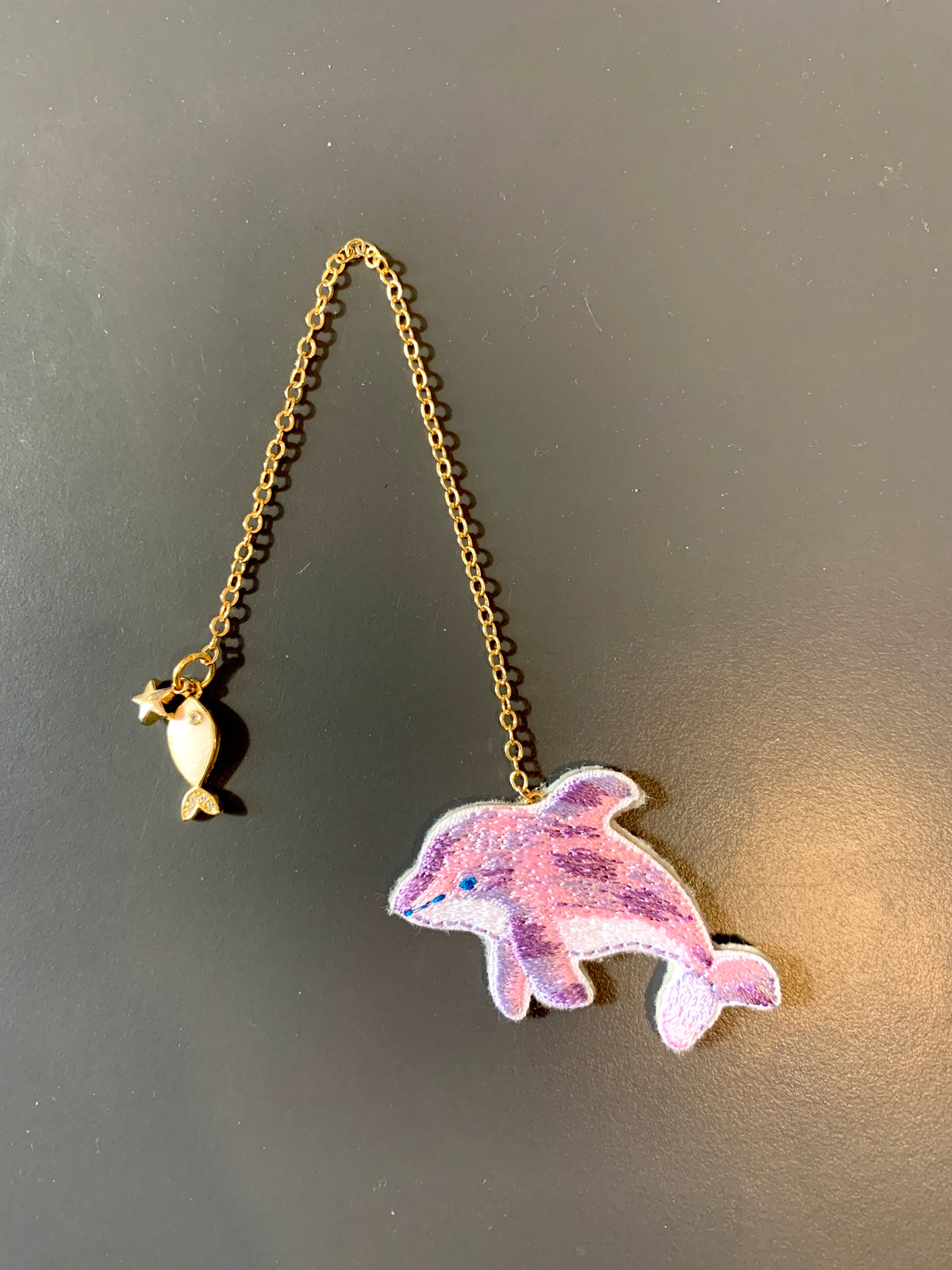 Embroidery Bookmark - Dolphin Pink