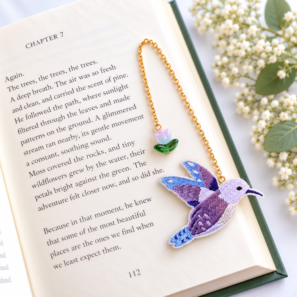 Embroidery Bookmark - Hummingbird