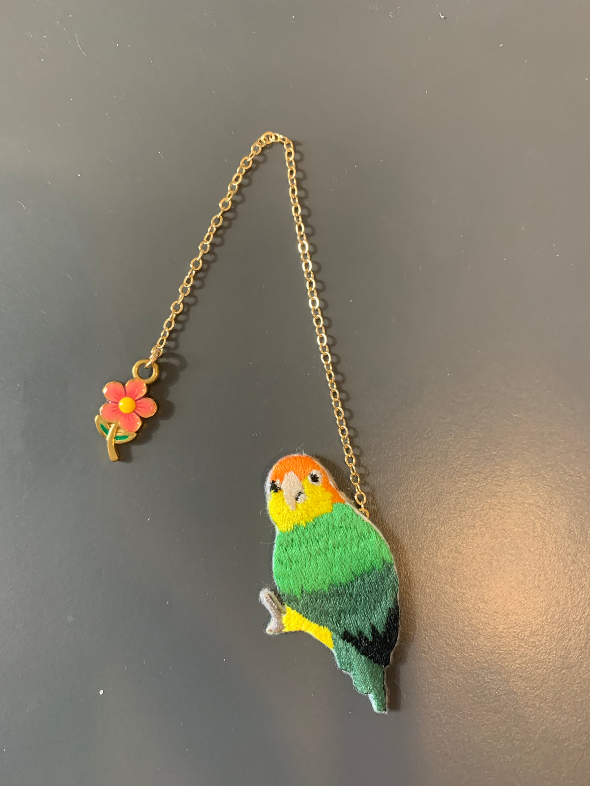 Embroidery Bookmark - Doubtful Parrot
