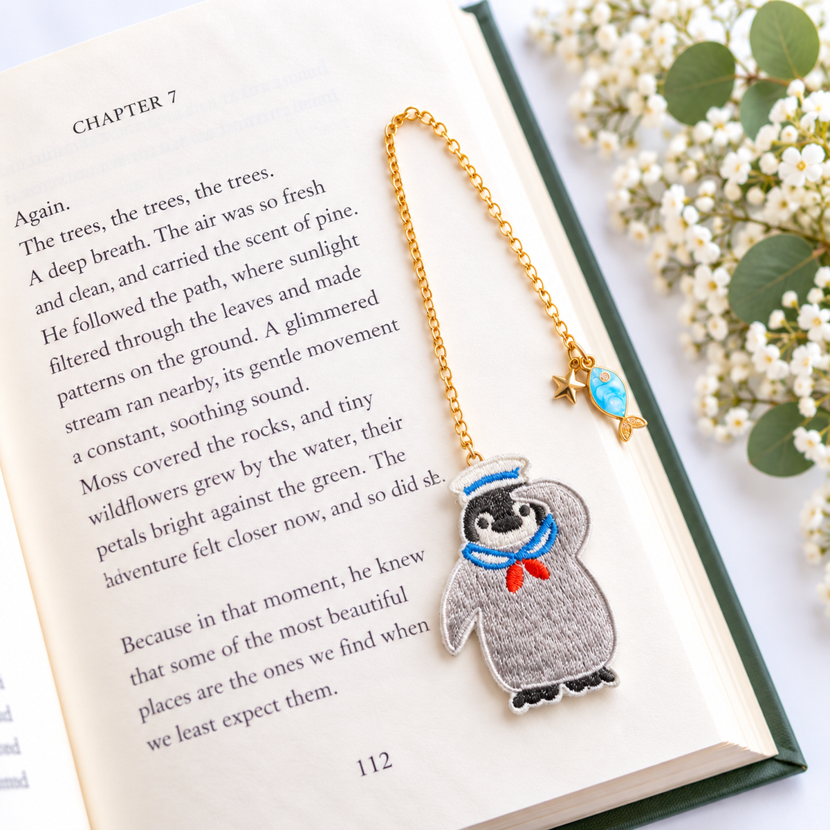 Embroidery Bookmark - Captain Penguim