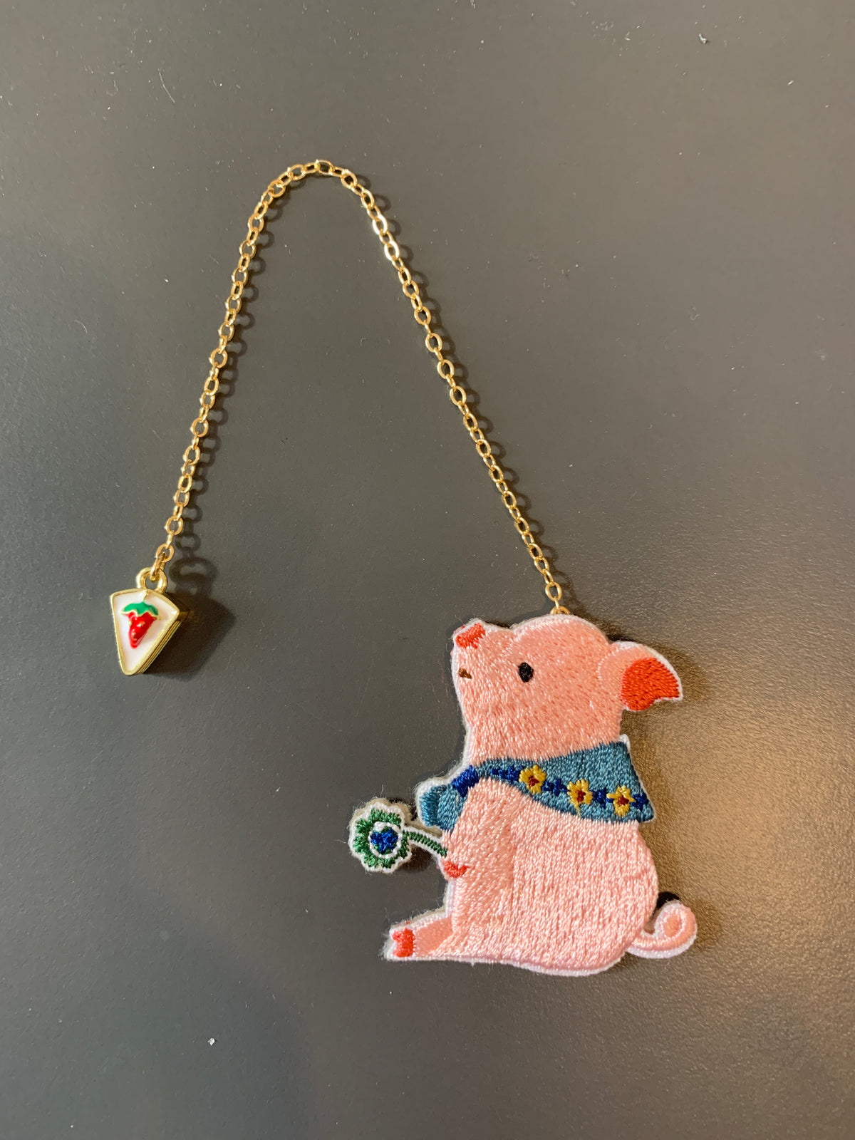Embroidery Bookmark - Foodie Pig