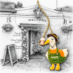 Embroidery Bookmark - Duck Father enjoy the lager