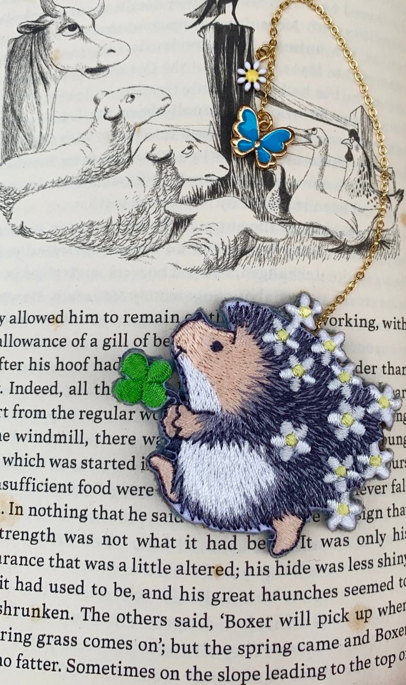 Embroidery Bookmark - Striding Hedgehog