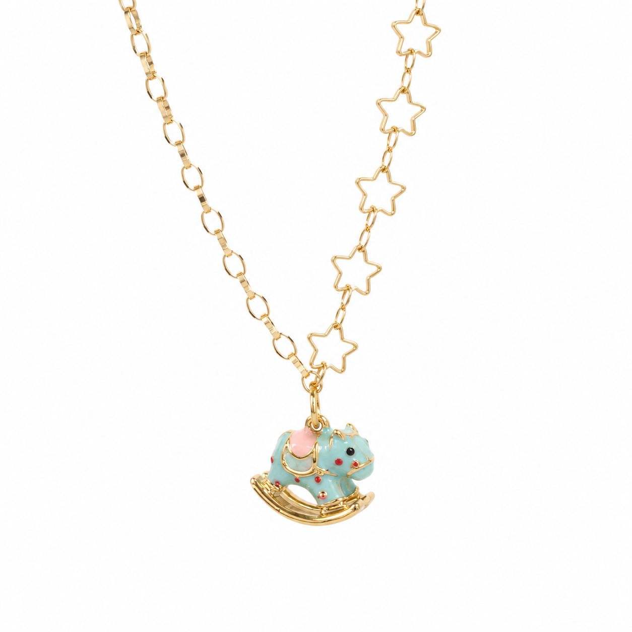 Blue Carousel Charm Necklace