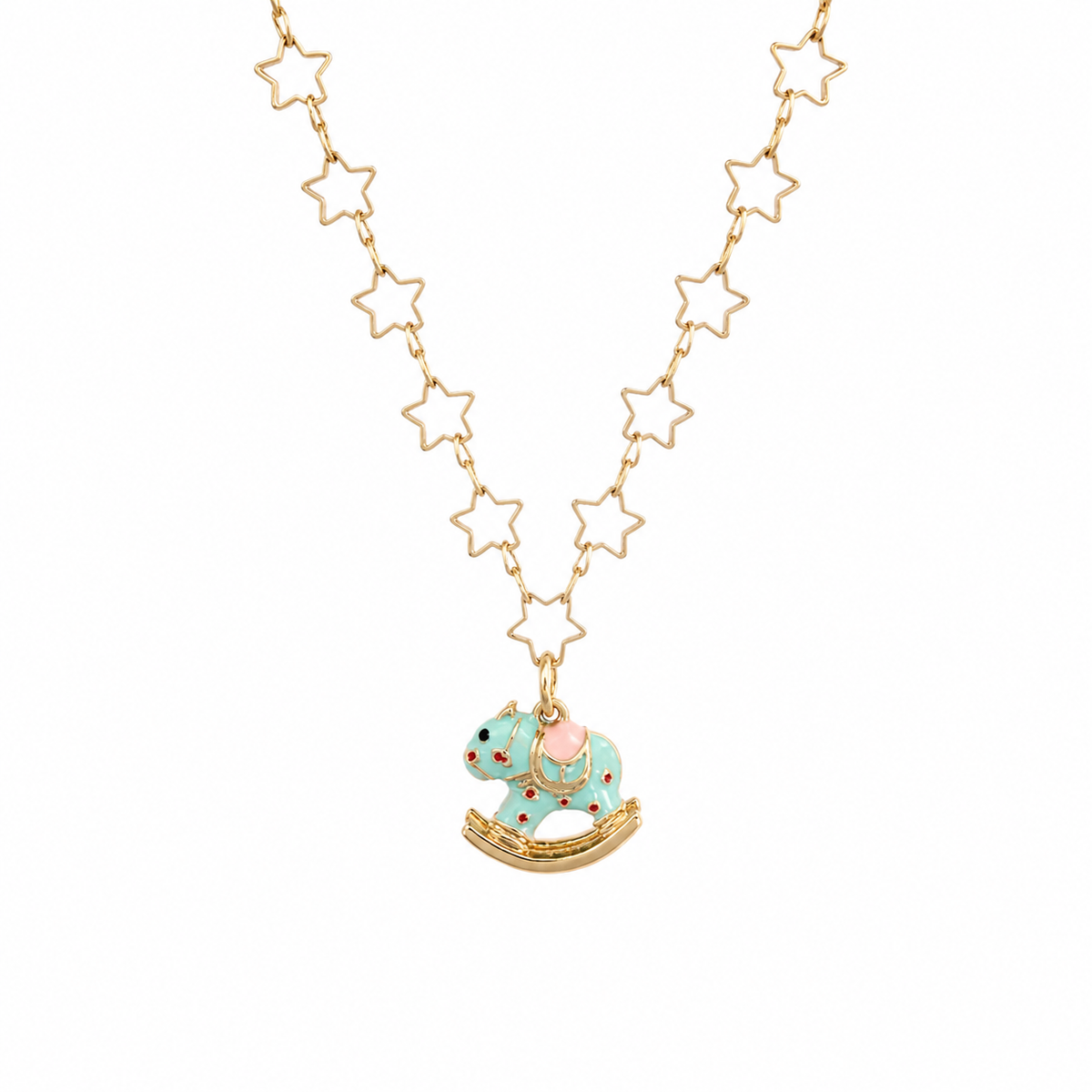 Blue Carousel Charm Necklace