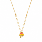 Pink Mushroom Charm Necklace
