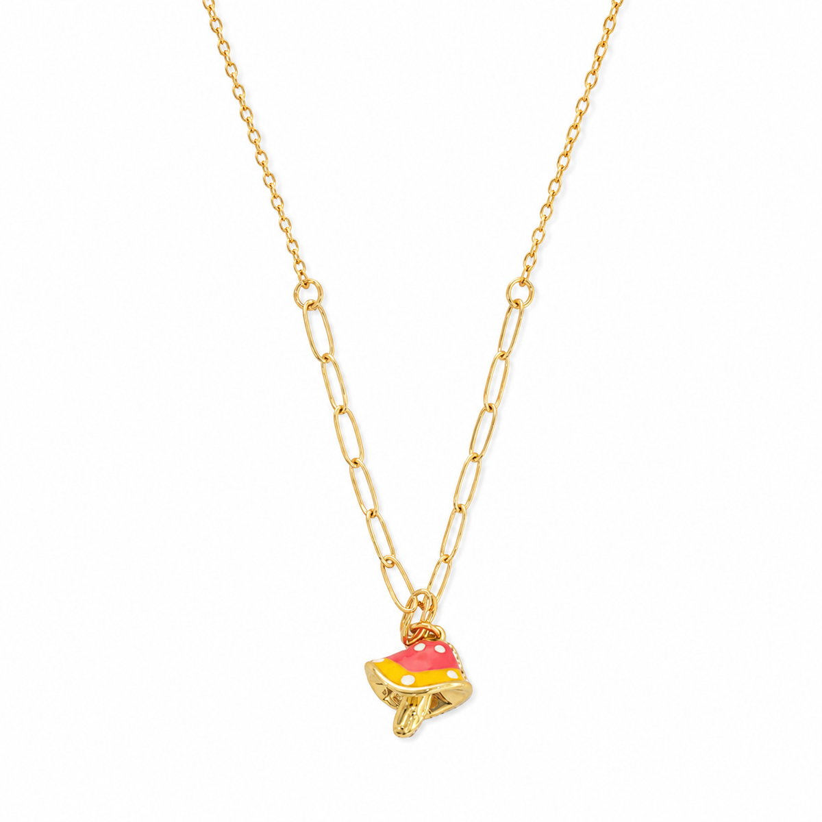 Pink Mushroom Charm Necklace