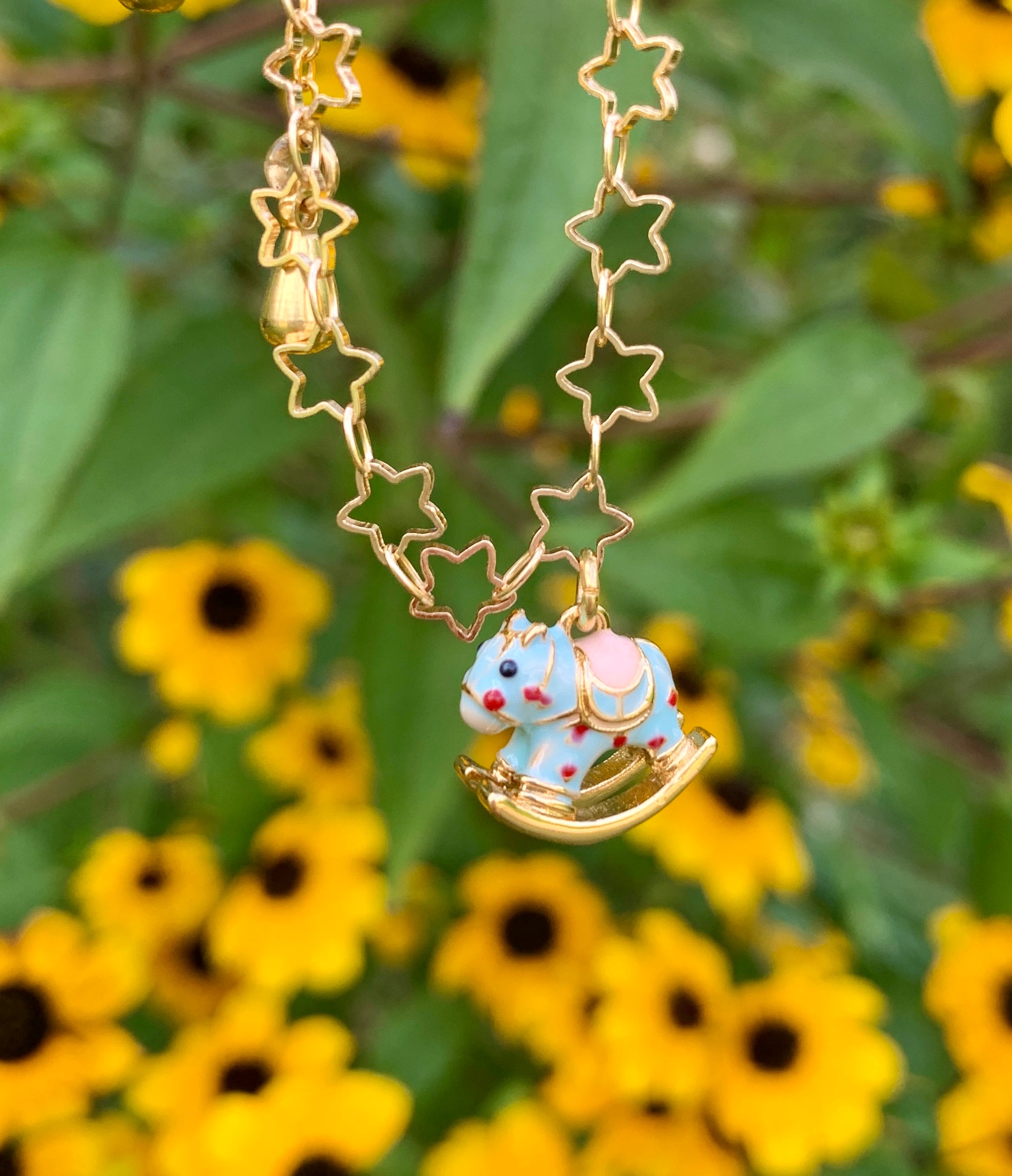 Blue Carousel Charm Necklace