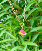 Pink Mushroom Charm Necklace