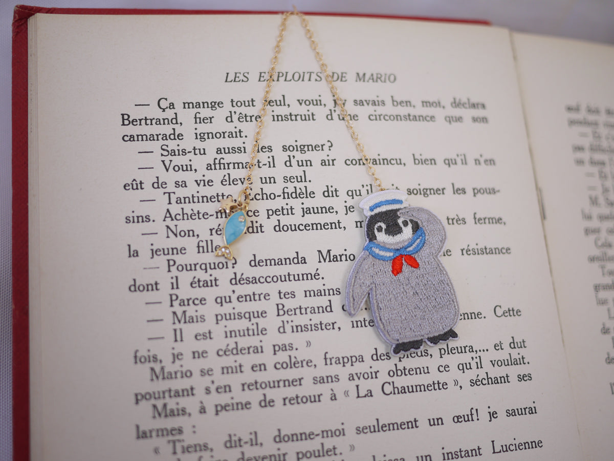 Embroidery Bookmark - Captain Penguim