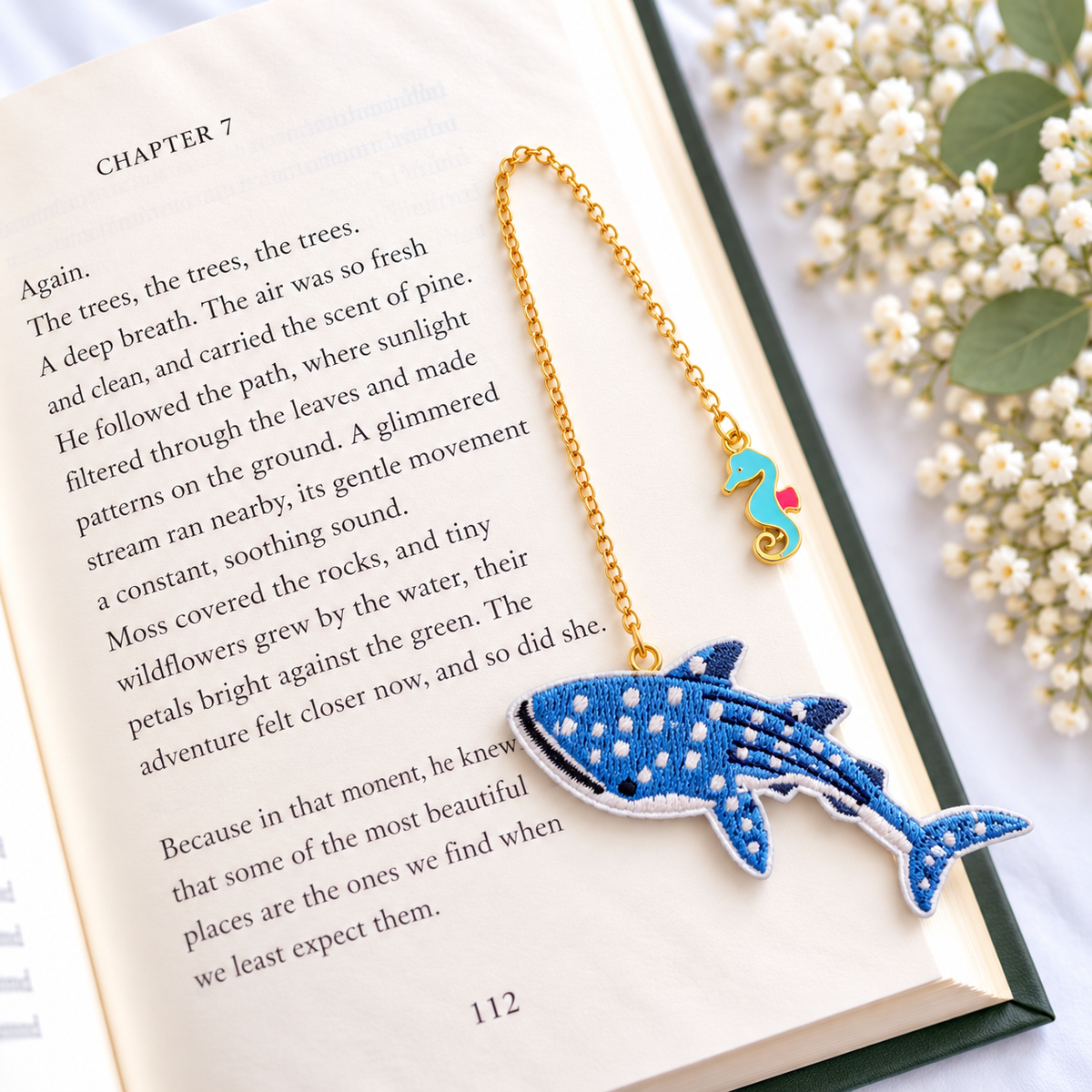 Embroidery Bookmark - Relaxing Whale Shark